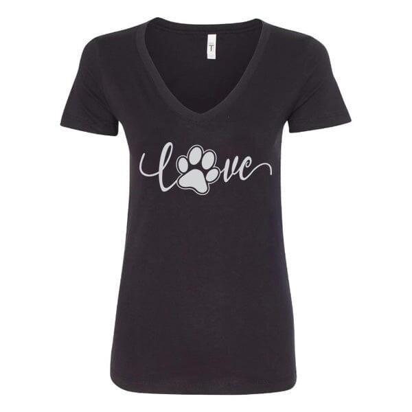 GSS - Love Paw T-Shirts Shirts & Tops German Shepherd Shop Next Level Woman's V-Neck Black S