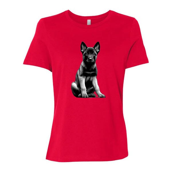 GSS - Malinois Puppy T-Shirts German Shepherd Shop Bella Canvas Women's Crewneck Red S