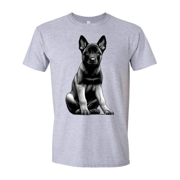 GSS - Malinois Puppy T-Shirts German Shepherd Shop Gildan Men's Crewneck Heather Gray S