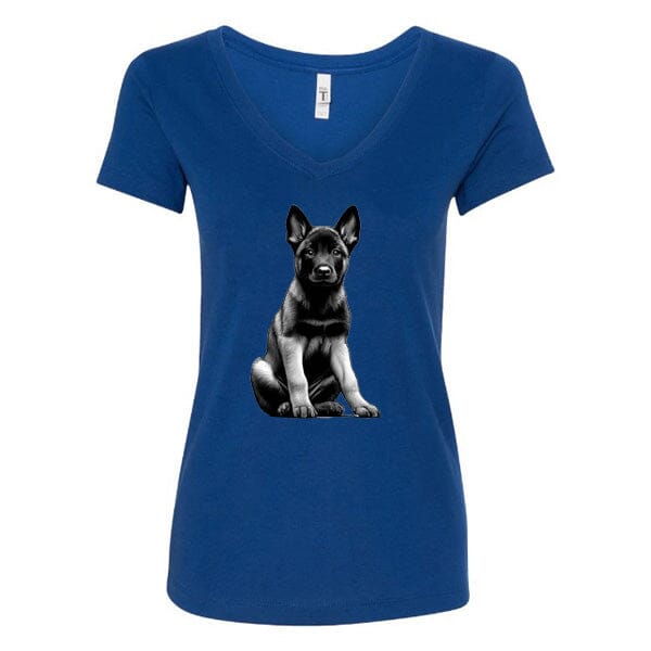 GSS - Malinois Puppy T-Shirts German Shepherd Shop Next Level Women's V-Neck (runs small) Royal Blue S