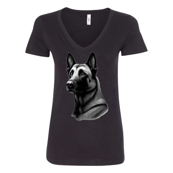 GSS - Malinois T-Shirts German Shepherd Shop Next Level Women's V-Neck (runs small) Black S