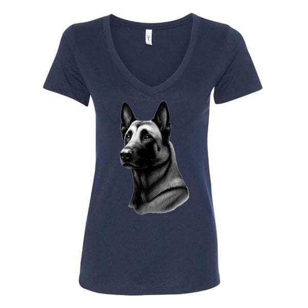 GSS - Malinois T-Shirts German Shepherd Shop Next Level Women's V-Neck (runs small) Navy S