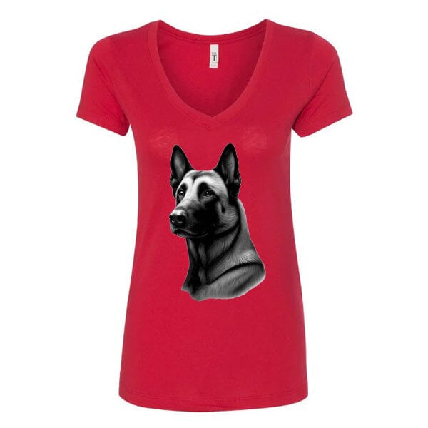 GSS - Malinois T-Shirts German Shepherd Shop Next Level Women's V-Neck (runs small) Red S