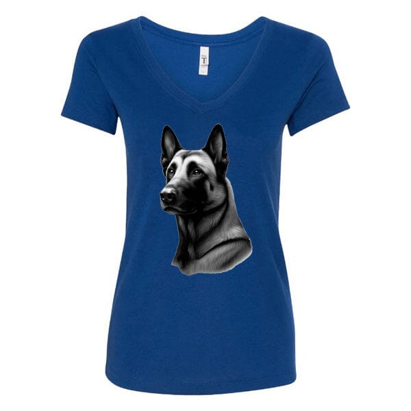 GSS - Malinois T-Shirts German Shepherd Shop Next Level Women's V-Neck (runs small) Royal Blue S