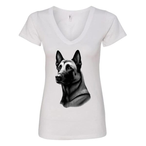 GSS - Malinois T-Shirts German Shepherd Shop Next Level Women's V-Neck (runs small) White S