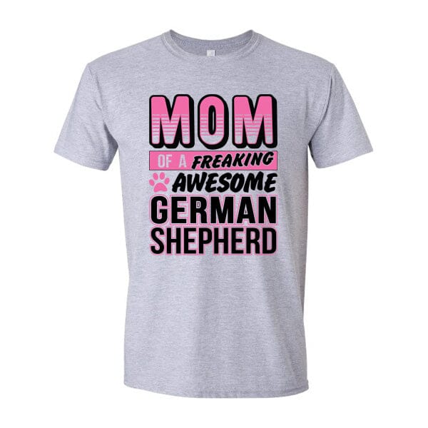 GSS - Mom Of A Freaking Awesome German Shepherd T-Shirts German Shepherd Shop Gildan Men's Crewneck Heather Gray S