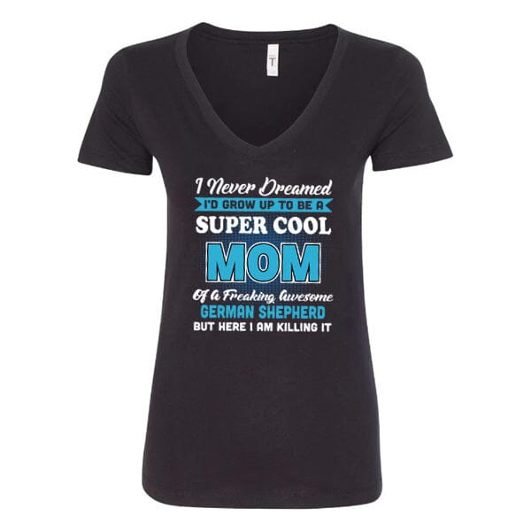 GSS - Mom Of An Awesome German Shepherd T-Shirts German Shepherd Shop Next Level Women's V-Neck Black S