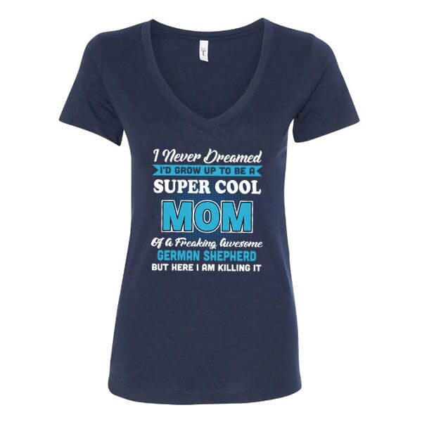 GSS - Mom Of An Awesome German Shepherd T-Shirts German Shepherd Shop Next Level Women's V-Neck Navy S