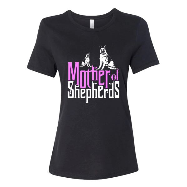 GSS - Mother Of Shepherds Pink T-Shirts German Shepherd Shop Bella Canvas Women's Crewneck Black S