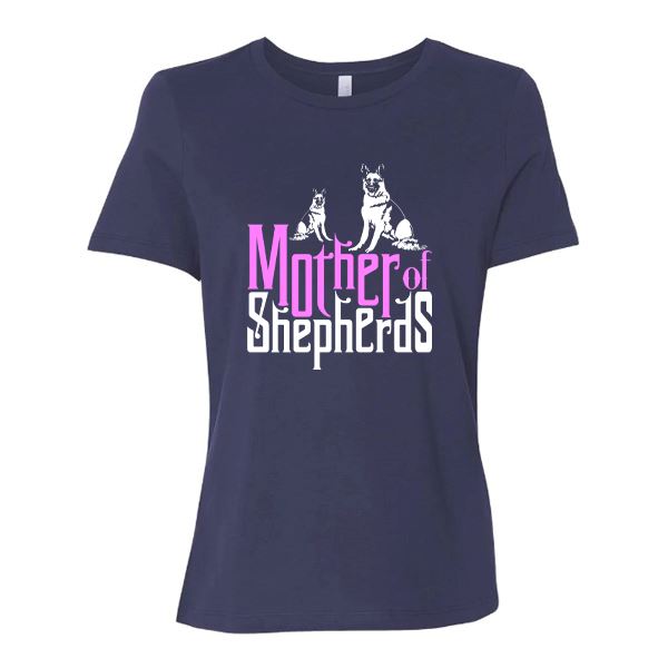 GSS - Mother Of Shepherds Pink T-Shirts German Shepherd Shop Bella Canvas Women's Crewneck Navy S