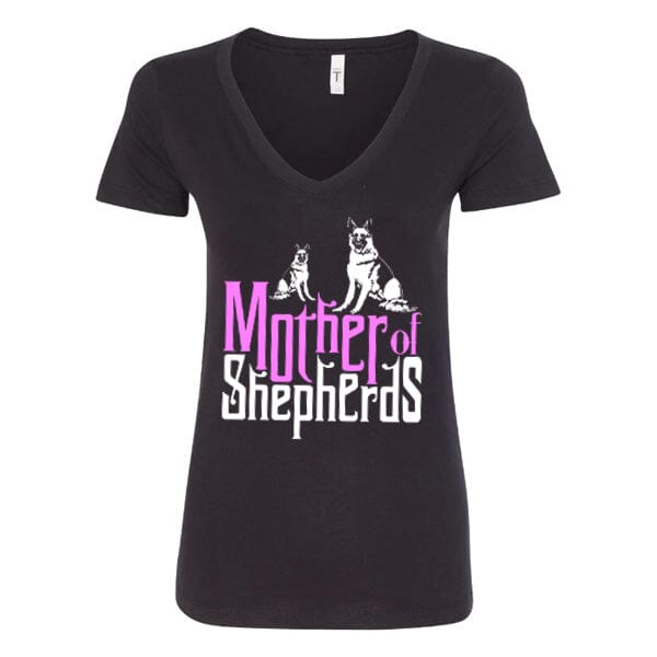 GSS - Mother Of Shepherds Pink T-Shirts German Shepherd Shop Next Level Women's V-Neck Black S