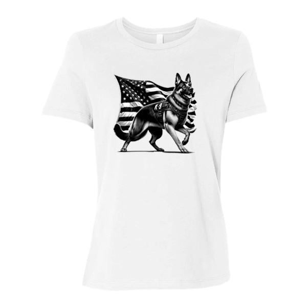 GSS - Patriotic German Shepherd K9 T-Shirts German Shepherd Shop Bella Canvas Women's Crewneck White S