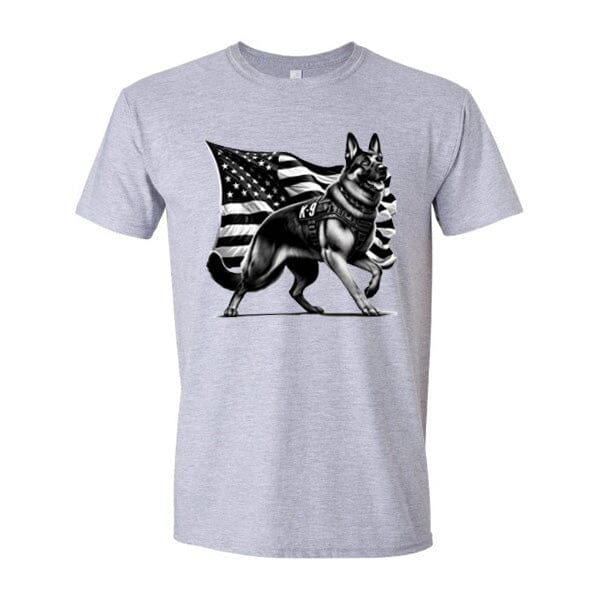 GSS - Patriotic German Shepherd K9 T-Shirts German Shepherd Shop Gildan Men's Crewneck Heather Gray S