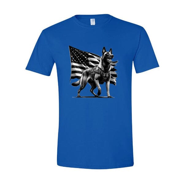 GSS - Patriotic Malinois K9 T-Shirts German Shepherd Shop Gildan Men's Crewneck Royal Blue S