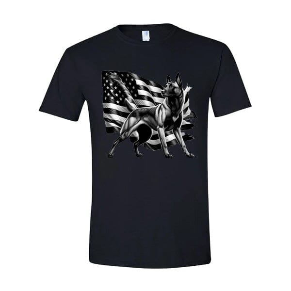 GSS - Patriotic Malinois T-Shirts in Gildan Men's Crewneck, durable for dogs