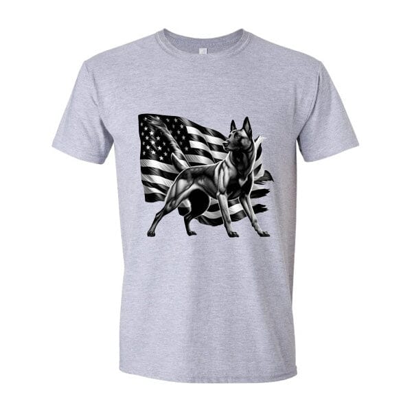 GSS - Patriotic Malinois T-Shirts in Gildan Men's Crewneck, durable for dogs