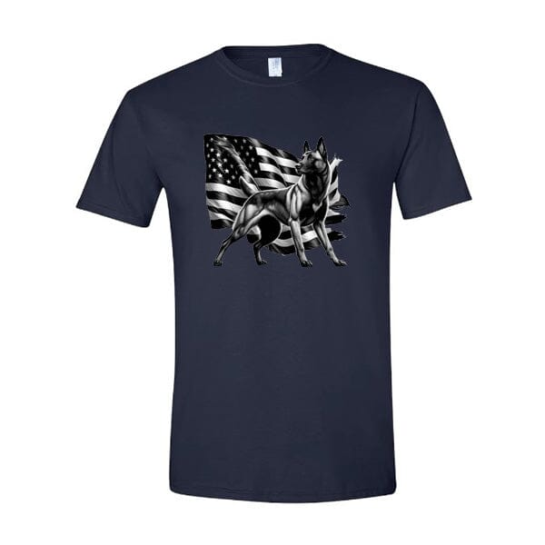 GSS - Patriotic Malinois T-Shirts in Gildan Men's Crewneck, durable for dogs