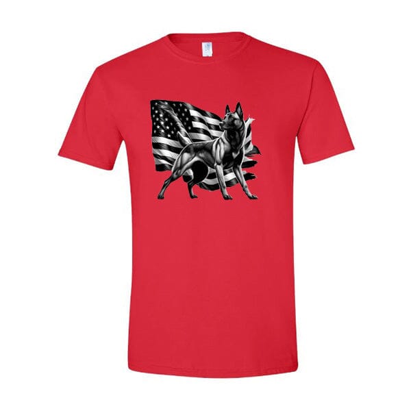 GSS - Patriotic Malinois T-Shirts in Gildan Men's Crewneck, durable for dogs
