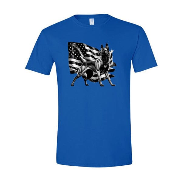 GSS - Patriotic Malinois T-Shirts in Gildan Men's Crewneck, durable for dogs