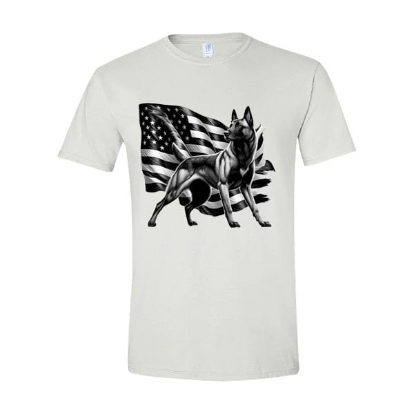 GSS - Patriotic Malinois T-Shirts in Gildan Men's Crewneck, durable for dogs