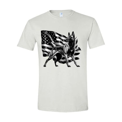 GSS - Patriotic Malinois T-Shirts in Gildan Men's Crewneck, durable for dogs
