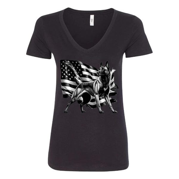 GSS - Patriotic Malinois T-Shirts in Next Level Women's V-Neck (runs small), durable for dogs