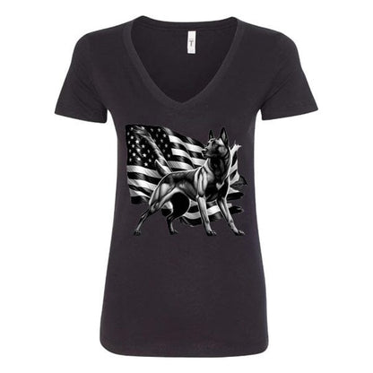 GSS - Patriotic Malinois T-Shirts in Next Level Women's V-Neck (runs small), durable for dogs