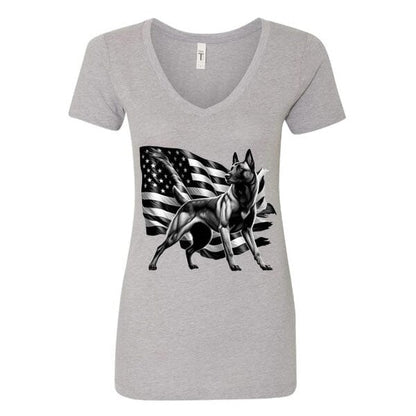 GSS - Patriotic Malinois T-Shirts in Next Level Women's V-Neck (runs small), durable for dogs