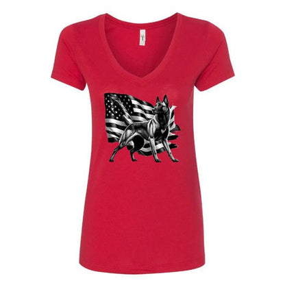 GSS - Patriotic Malinois T-Shirts in Next Level Women's V-Neck (runs small), durable for dogs