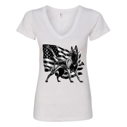 GSS - Patriotic Malinois T-Shirts in Next Level Women's V-Neck (runs small), durable for dogs