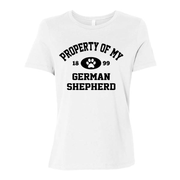 GSS - Property Of My German Shepherd T-Shirts German Shepherd Shop Bella Canvas Woman's Crewneck White S