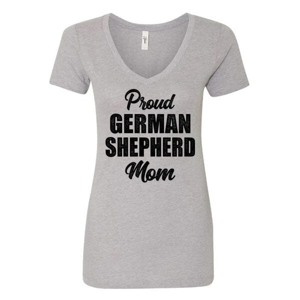 GSS - Proud German Shepherd Mom T-Shirts German Shepherd Shop Next Level Woman's V-Neck Heather Gray S