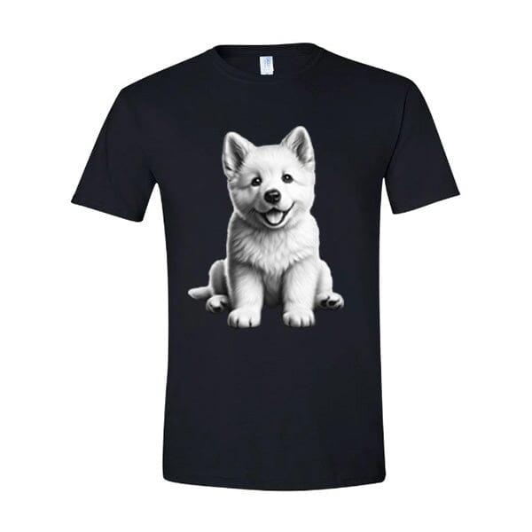 GSS - White German Shepherd Puppy T-Shirts German Shepherd Shop Gildan Men's Crewneck Black S