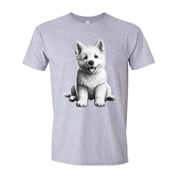 GSS - White German Shepherd Puppy T-Shirts German Shepherd Shop Gildan Men's Crewneck Heather Gray S