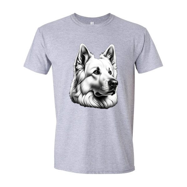 GSS - White German Shepherd T-Shirts German Shepherd Shop Gildan Men's Crewneck Heather Gray S