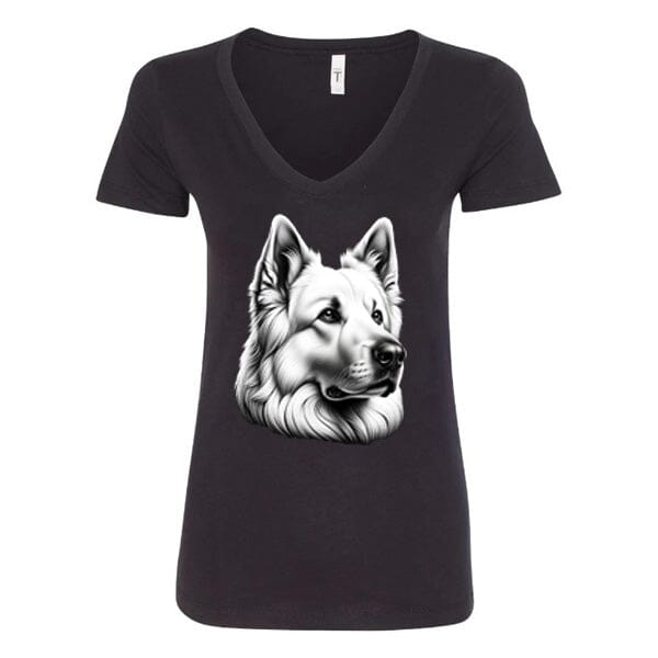 GSS - White German Shepherd T-Shirts German Shepherd Shop Next Level Women's V-Neck (runs small) Black S