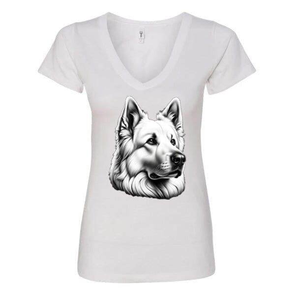 GSS - White German Shepherd T-Shirts German Shepherd Shop Next Level Women's V-Neck (runs small) White S