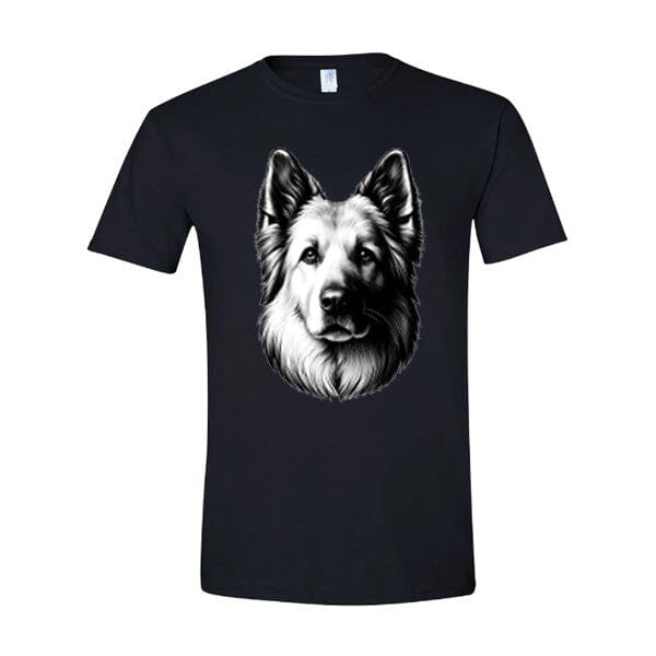 GSS - White Smiling German Shepherd T-Shirts German Shepherd Shop Gildan Men's Crewneck Black S