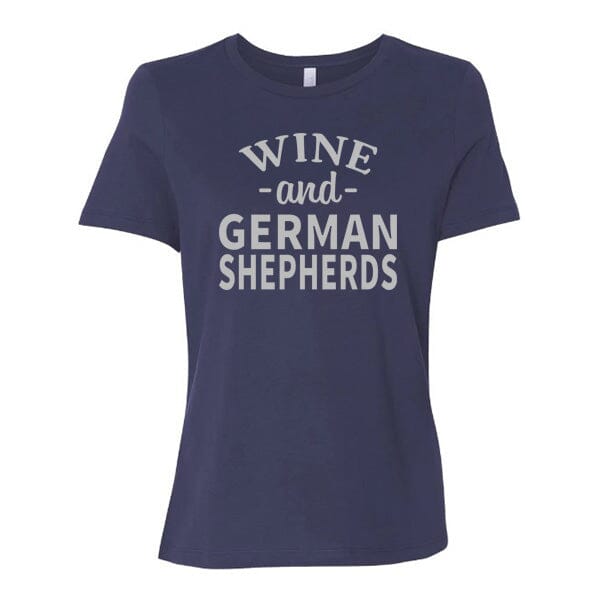 GSS - Wine and German Shepherds T-Shirts German Shepherd Shop Bella-Canvas Women's Crew Neck Navy S