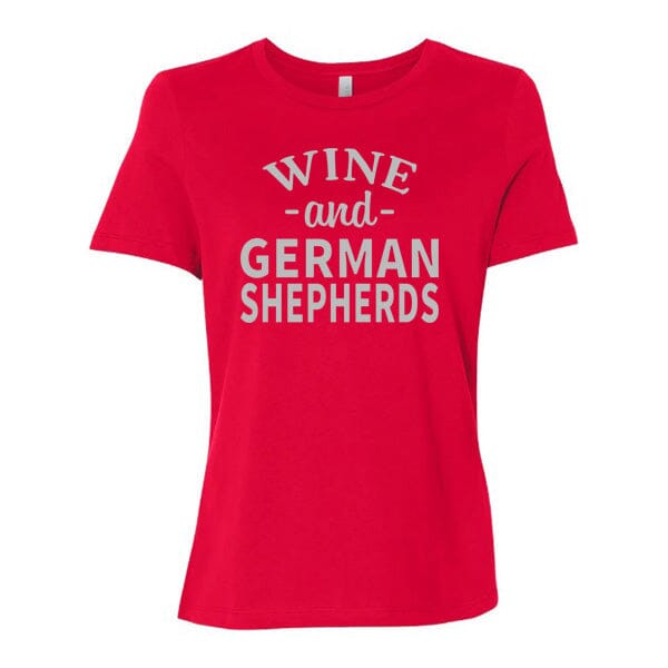 GSS - Wine and German Shepherds T-Shirts German Shepherd Shop Bella-Canvas Women's Crew Neck Red S