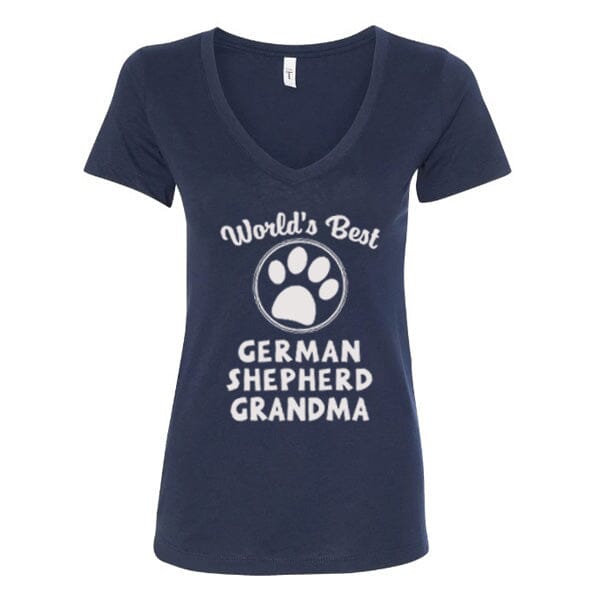 GSS - Worlds Best German Shepherd Grandma T-Shirts German Shepherd Shop Next Level Women's V-Neck Navy S