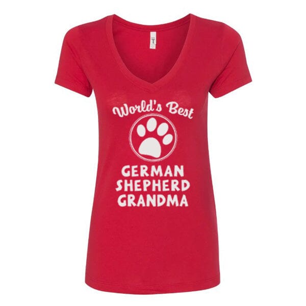 GSS - Worlds Best German Shepherd Grandma T-Shirts German Shepherd Shop Next Level Women's V-Neck Red S