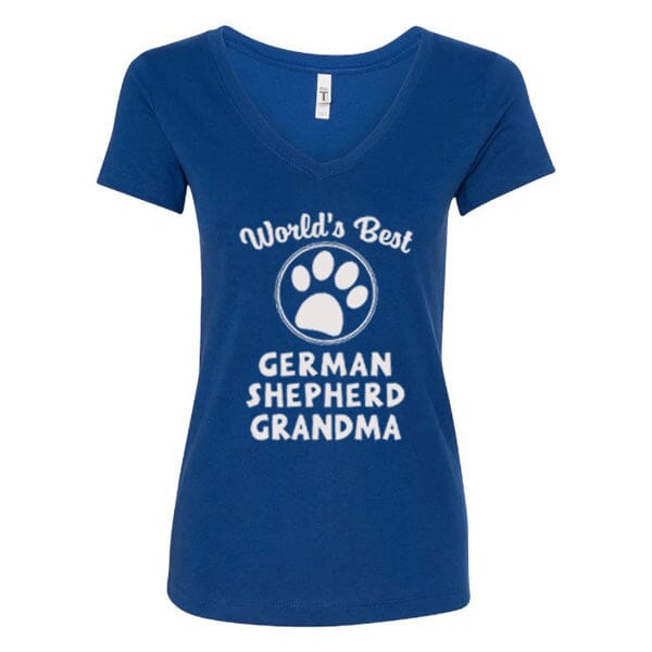 GSS - Worlds Best German Shepherd Grandma T-Shirts German Shepherd Shop Next Level Women's V-Neck Royal Blue S