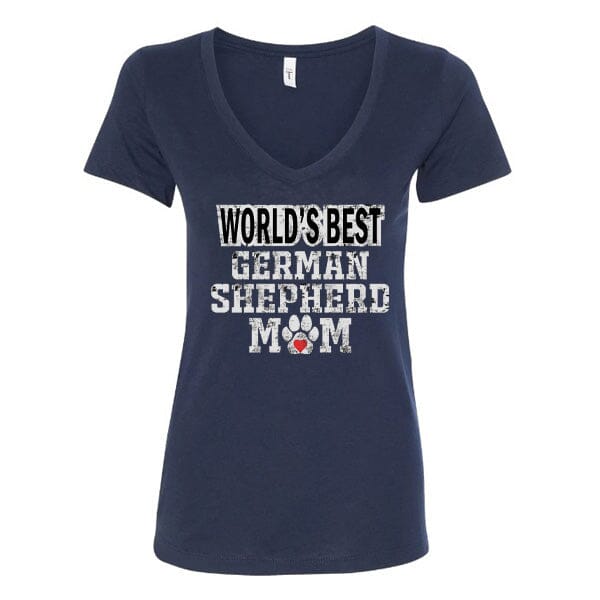 GSS - Worlds Best German Shepherd Mom T-Shirts German Shepherd Shop Next Level Women's V-Neck Navy S