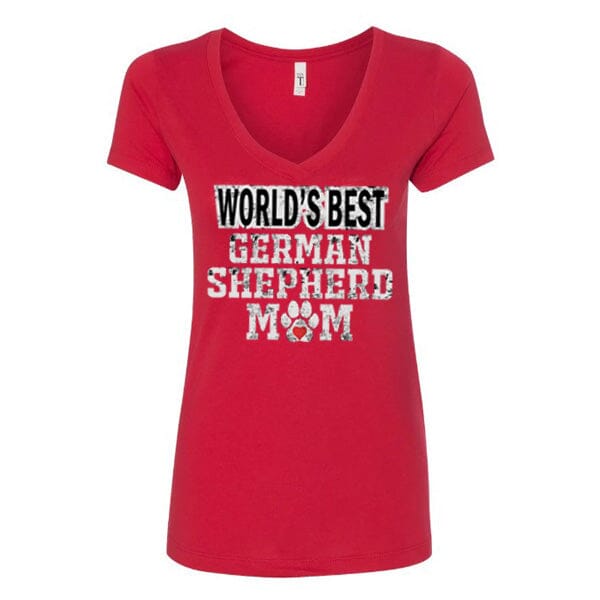 GSS - Worlds Best German Shepherd Mom T-Shirts German Shepherd Shop Next Level Women's V-Neck Red S