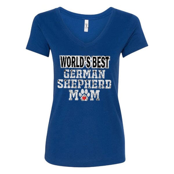 GSS - Worlds Best German Shepherd Mom T-Shirts German Shepherd Shop Next Level Women's V-Neck Royal Blue S