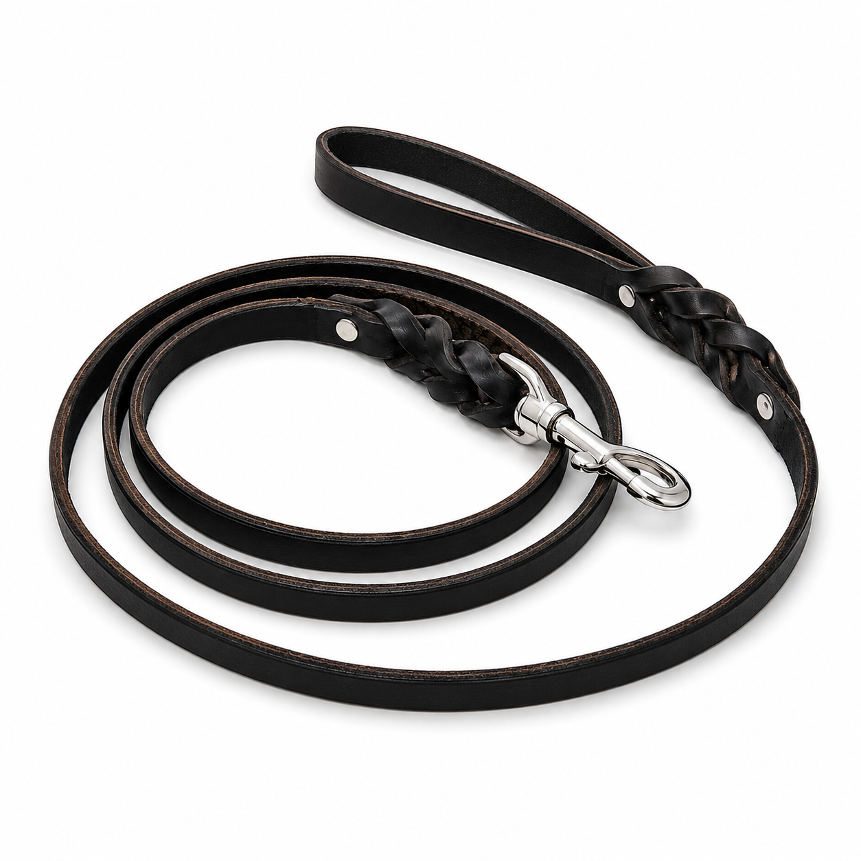 GSS 1/2" Lightweight Harness Leather Dog Leash with Stainless Steel Clasp