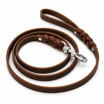 GSS 1/2" Lightweight Harness Leather Dog Leash with Stainless Steel Clasp