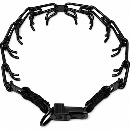 HERM SPRENGER - Black Stainless Steel ULTRA-PLUS Prong Collar with Center-Plate and ClicLock Quick-Release Buckle