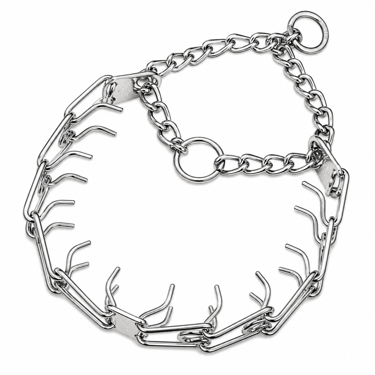HERM SPRENGER - Chrome ULTRA-PLUS Prong Collar with Center-Plate and Assembly Chain
